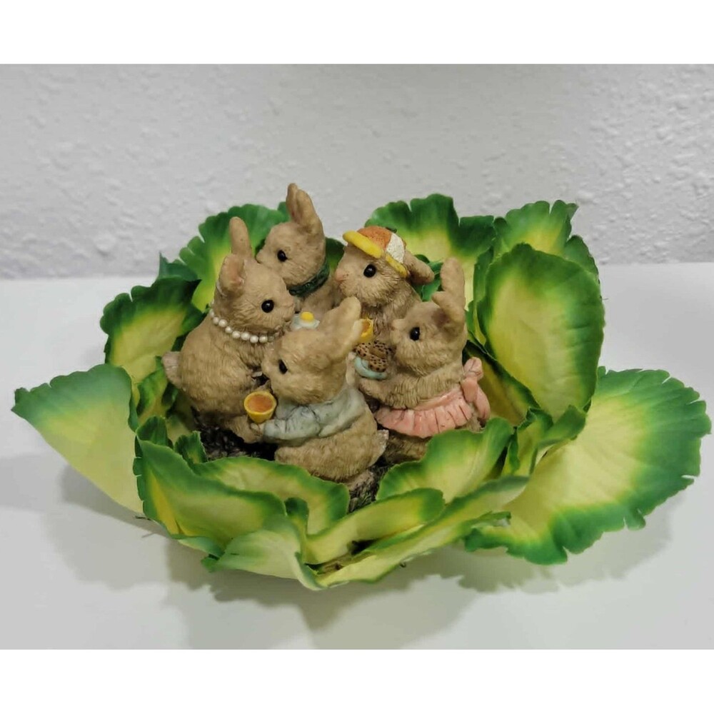 Vintage 1999 United Design Easter Bunny Tea Party Decorative Display
